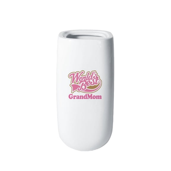 CafePress - Grandmom (Worlds Best) - 10" Printed Porcelain Vase for Home Décor, Living Room Shelf, Entryway, Table Decoration