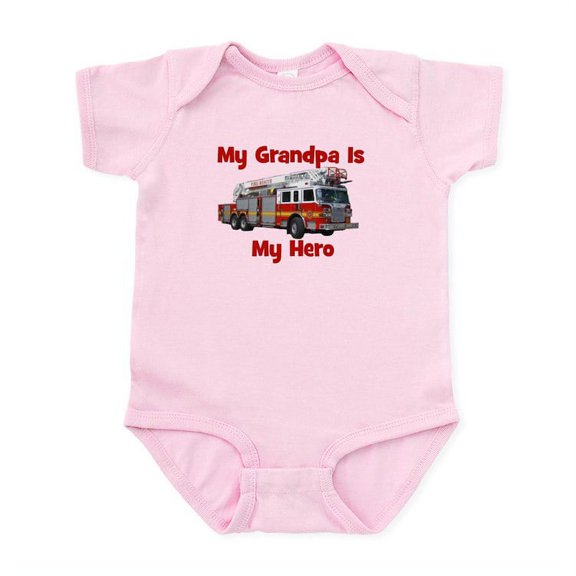 CafePress - Grandpa Is My Hero Firetruck Infant Bodysuit - Baby Light Bodysuit, Size Newborn - 24 Months