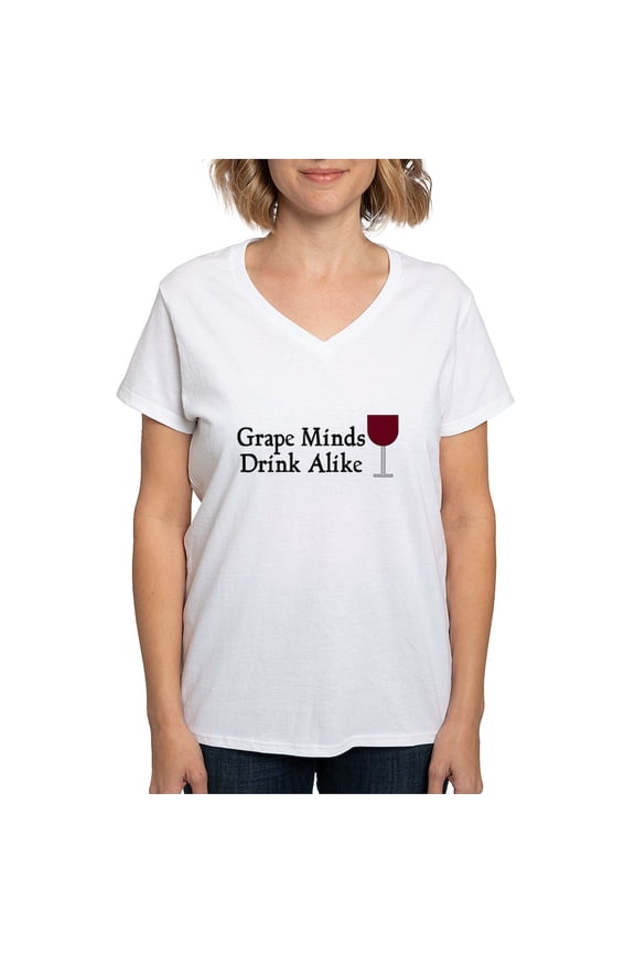 - Grape Minds Think Alive Wine Women's V Neck T Shir - Womens Cotton V-Neck T-shirt