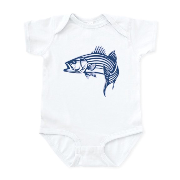 CafePress - Graphic Striped Bass Body Suit - Baby Light Bodysuit, Size Newborn - 24 Months