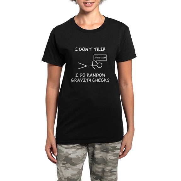 CafePress - Gravity Check Pajamas - Women's Short Sleeve Print T-Shirt and Pants Dark Cotton Pajama Set