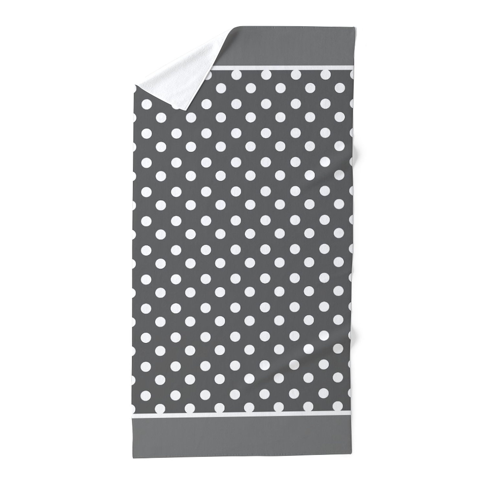 CafePress - Gray And White Polka Dots Pattern Background Desig - Large Beach Towel, Soft 30"x60" Towel with Unique Design
