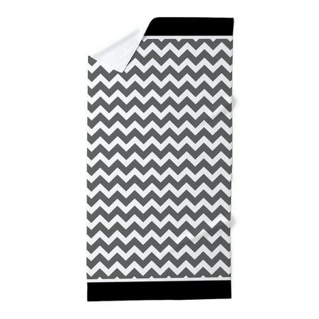 CafePress - Gray Chevron Pattern Black Trim - Large Beach Towel, Soft 30"x60" Towel with Unique Design