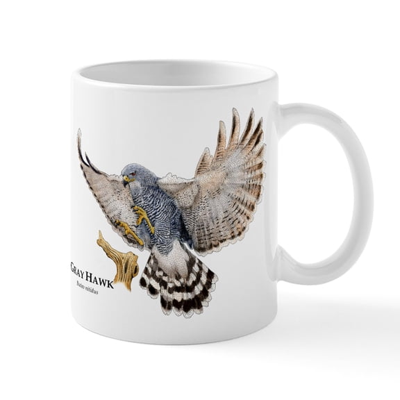 CafePress - Gray Hawk Mug - 11 oz Ceramic Mug - Novelty Coffee Tea Cup