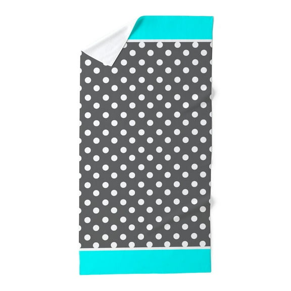 CafePress - Gray Polka Dots Aqua Pattern Background Design Bea - Large Beach Towel, Soft 30"x60" Towel with Unique Design