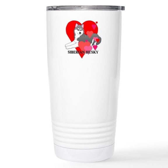 CafePress - Gray Siberian Husky Stainless Steel Travel Mug - Insulated Stainless Steel Travel Tumbler 20 oz.