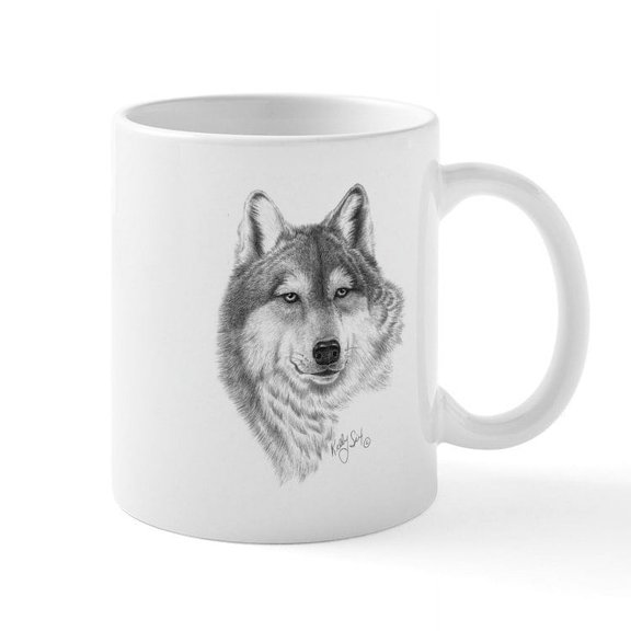CafePress - Gray Wolf Mug - 11 oz Ceramic Mug - Novelty Coffee Tea Cup