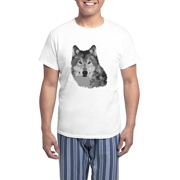 CafePress - Gray Wolf Pajamas - Men's Light Loose Fit Cotton Pajama Set