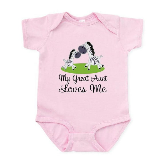 CafePress - Great Aunt Loves Me Zebra Body Suit - Baby Light Bodysuit, Size Newborn - 24 Months