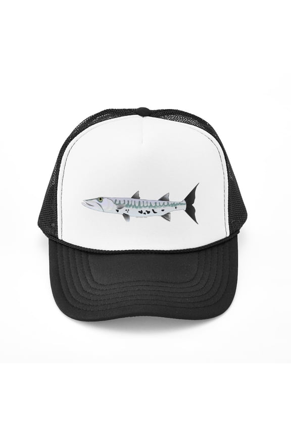 - Great Barracuda Fish - Adjustable Unisex Printed Trucker Hat with Mesh Back
