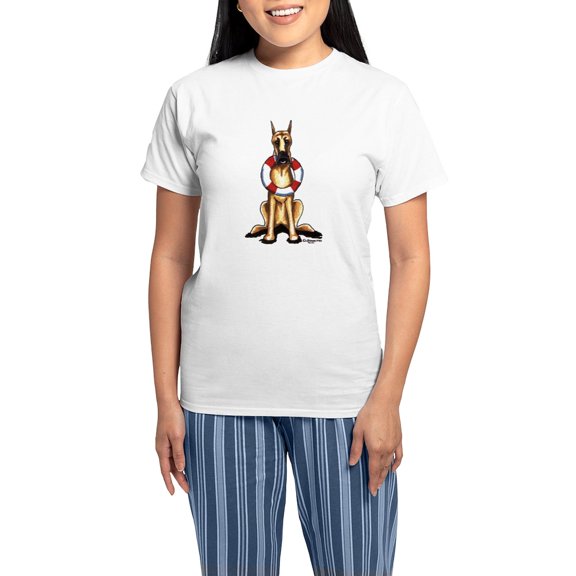 CafePress - Great Dane Rescue Women's Light Pajamas - Women's Short Sleeve Print T-Shirt and Pants Light Cotton Pajama Set