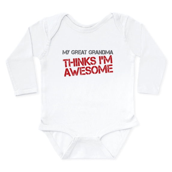 CafePress - Great Grandma Awesome Long Sleeve Infant Bodysuit - Long Sleeve Cotton Baby Bodysuit