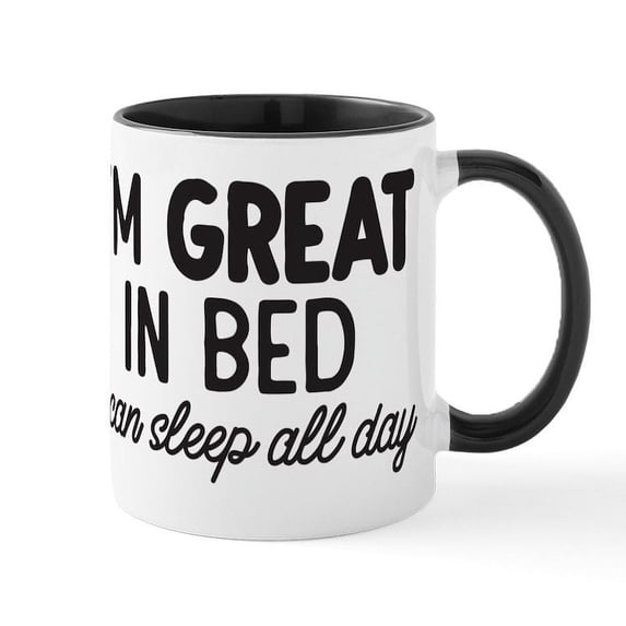 CafePress - Great In Bed - 11 oz Ceramic Mug - Novelty Coffee Tea Cup