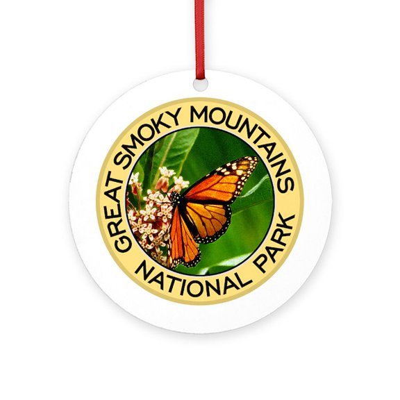 CafePress - Great Smoky Mountains NP (Monarch Butterfly) Ornam - Round Wood Ornament 4"