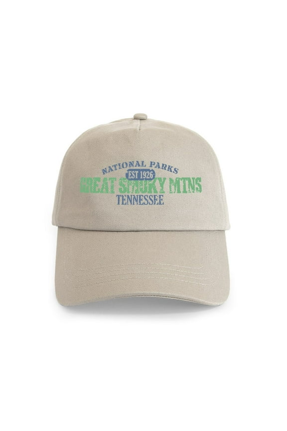- Great Smoky Mountains Nat Par Cap - Adjustable 100% Brushed Unisex Casual Cotton Baseball Cap, Beige, 1