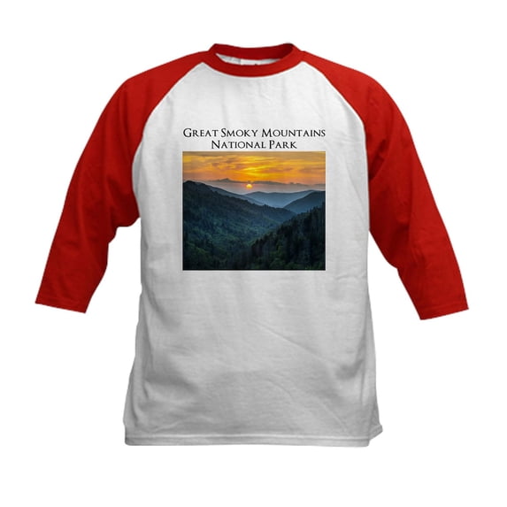 CafePress - Great Smoky Mountains National Park Baseball Jerse - Kids Cotton Baseball Jersey, 3/4 Sleeve Shirt