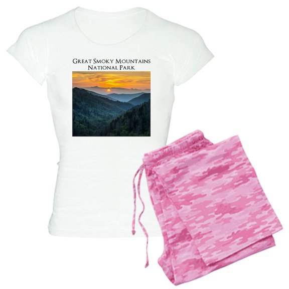 CafePress - Great Smoky Mountains National Park Pajamas - Women's Short Sleeve Print T-Shirt and Pants Light Cotton Pajama Set