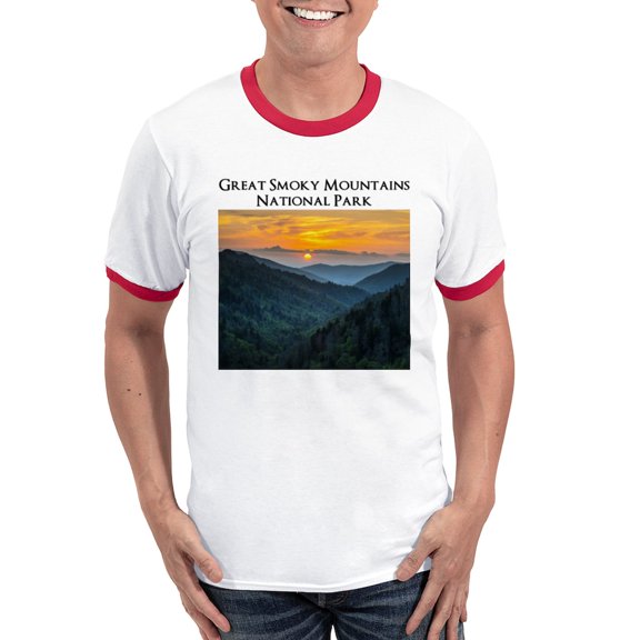 CafePress - Great Smoky Mountains National Park T Shirt - 100% Cotton Ringed T-Shirt