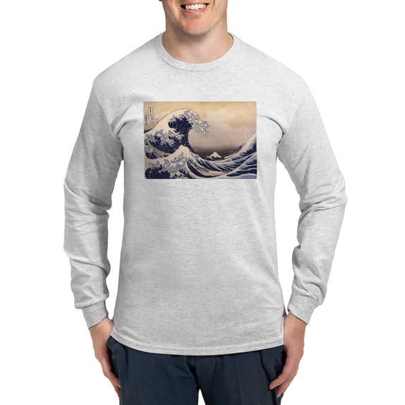 CafePress - Great Wave By Hokusai, Vintage Long Sleeve T Shirt - Unisex Cotton Long Sleeve T-Shirt