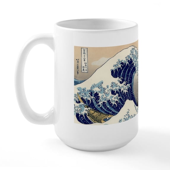 CafePress - Great Wave Large Mug - 15 oz Ceramic Large White Novelty Mug