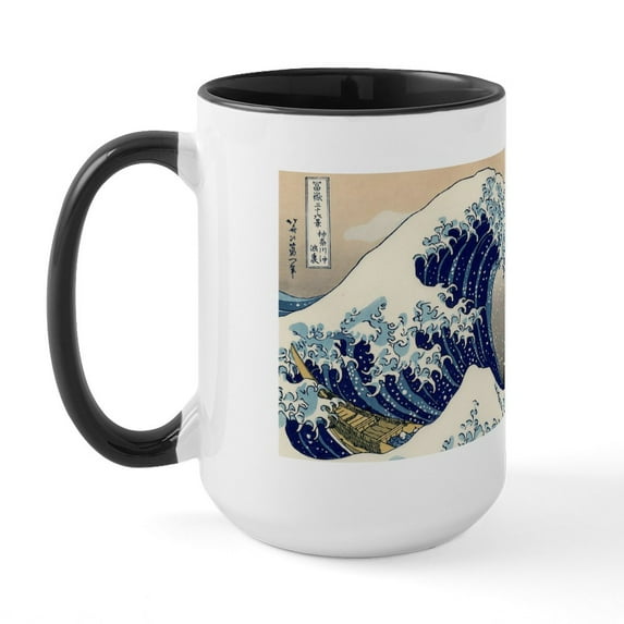 CafePress - Great Wave Large Mug - 15 oz Ceramic Large White Novelty Mug