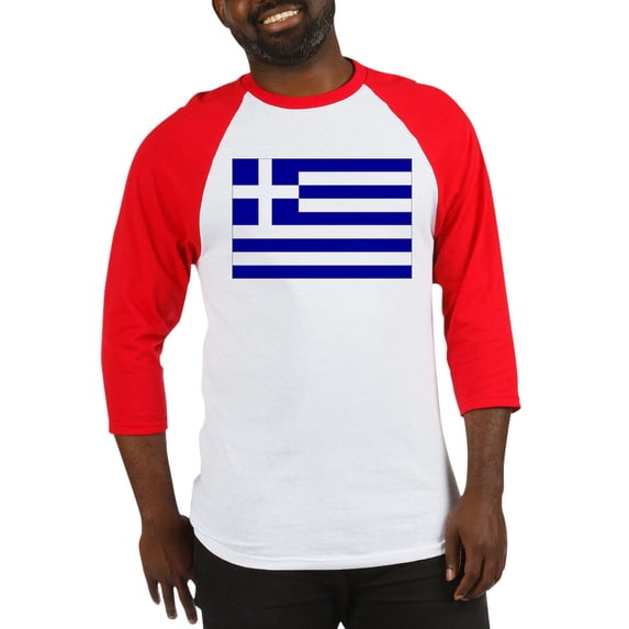 CafePress - Greece Flag Baseball Jersey - Cotton Baseball Jersey, 3/4 Raglan Sleeve Shirt