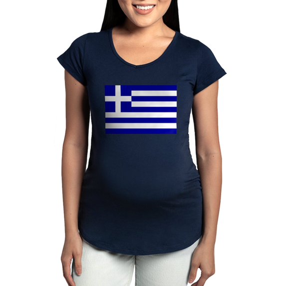CafePress - Greece Flag Maternity Dark T Shirt - Maternity Dark T-Shirt