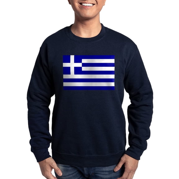 CafePress - Greece Flag Sweatshirt (Dark) - Classic Crew Neck Sweatshirt