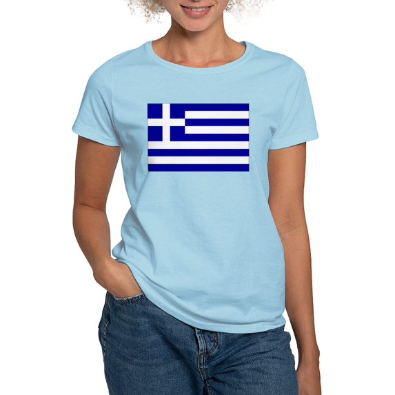 CafePress - Greece Flag Women's Light T Shirt - Women's Classic T-Shirt