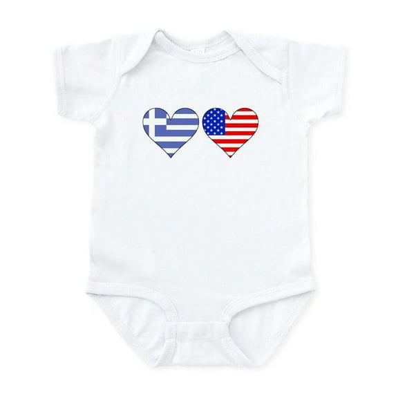 CafePress - Greek American Hearts Body Suit - Baby Light Bodysuit, Size Newborn - 24 Months