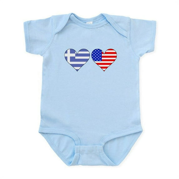 CafePress - Greek American Hearts Body Suit - Baby Light Bodysuit, Size Newborn - 24 Months