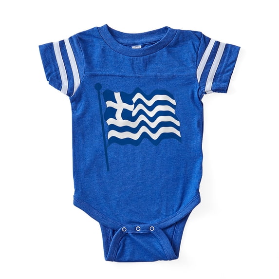 CafePress - Greek Flag 2_Tr - Cute Infant Baby Football Bodysuit