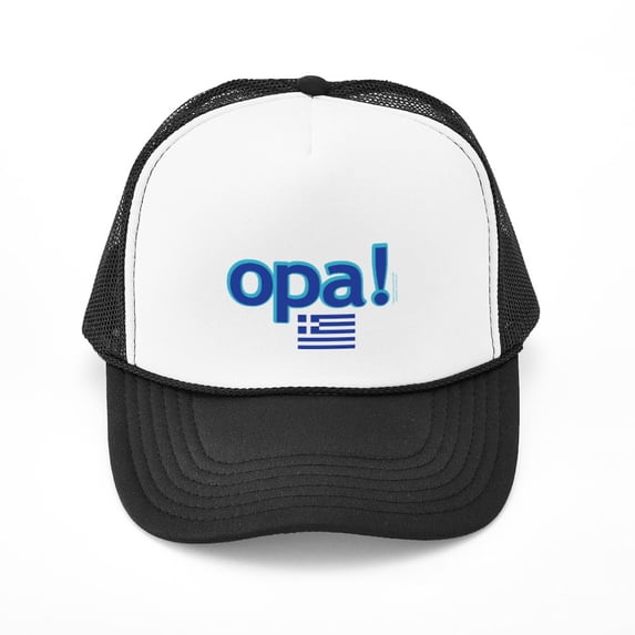 CafePress - Greek Flag Opa1 - Adjustable Unisex Printed Trucker Hat with Mesh Back