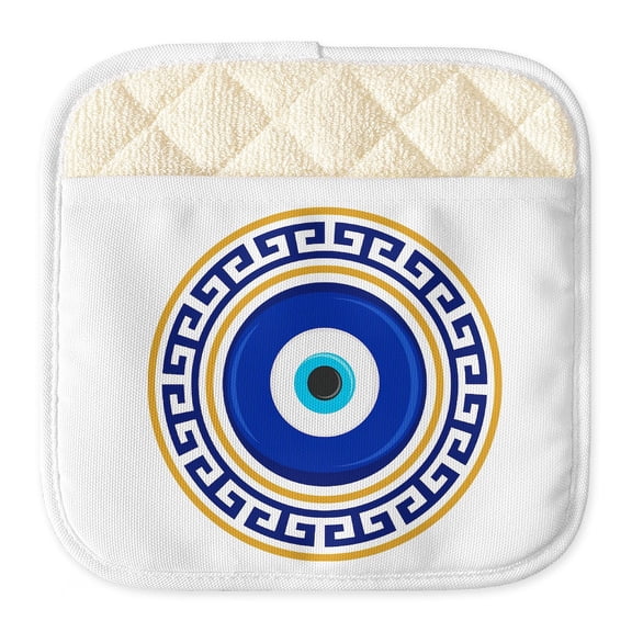 CafePress - Greek Mati Evil Eye 4 - Pot Holder with Printed Design, 9"x9"