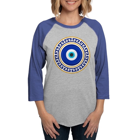CafePress - Greek Mati Evil Eye 4 Women's Baseball T Shirt - Womens Baseball Tee