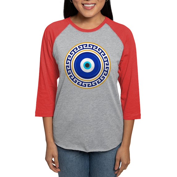 CafePress - Greek Mati Evil Eye 4 Women's Baseball T Shirt - Womens Baseball Tee