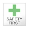 thumbnail image 1 of CafePress - Green Cross SAFETY FIRST Square Sticker 3 X - Square Sticker 3" x 3", 1 of 1