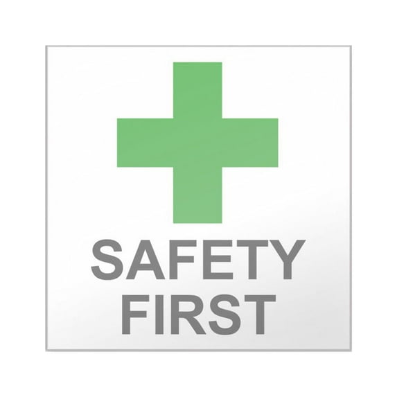 CafePress - Green Cross SAFETY FIRST Square Sticker 3 X - Square Sticker 3" x 3"
