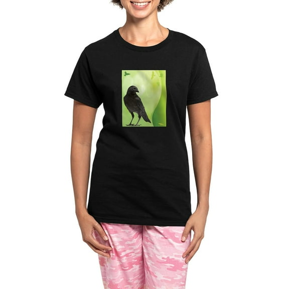 CafePress - Green Crow Women's Dark Pajamas - Women's Short Sleeve Print T-Shirt and Pants Dark Cotton Pajama Set