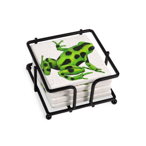 CafePress - Green Dart Frog - Tile Coaster, Drink Coaster Set of 4 w/ holder