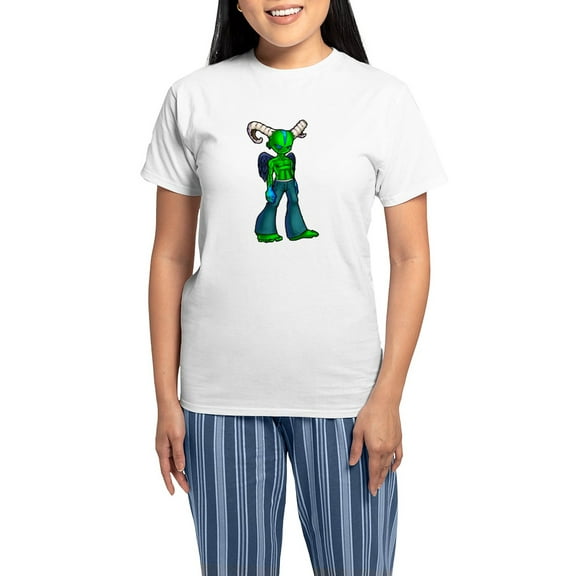 CafePress - Green Demon Women's Light Pajamas - Women's Short Sleeve Print T-Shirt and Pants Light Cotton Pajama Set