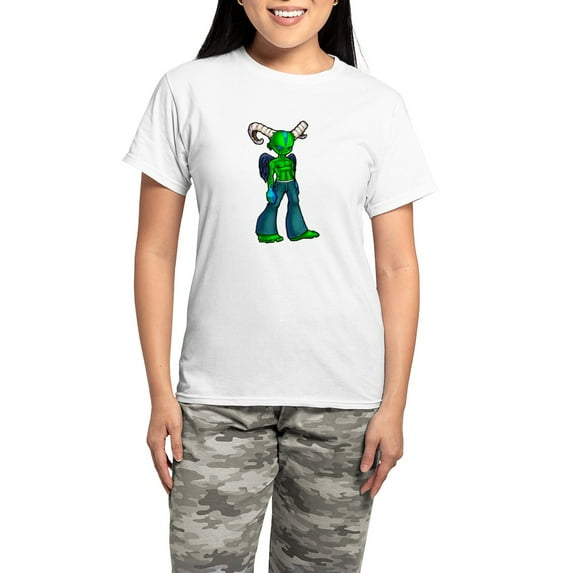 CafePress - Green Demon Women's Light Pajamas - Women's Short Sleeve Print T-Shirt and Pants Light Cotton Pajama Set