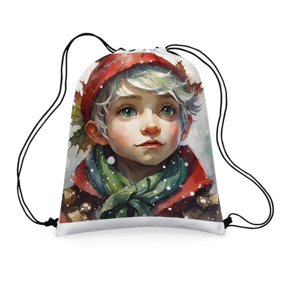 CafePress - Green Eyed Christmas Elf - Colorful 16"x20" Drawstring Bag