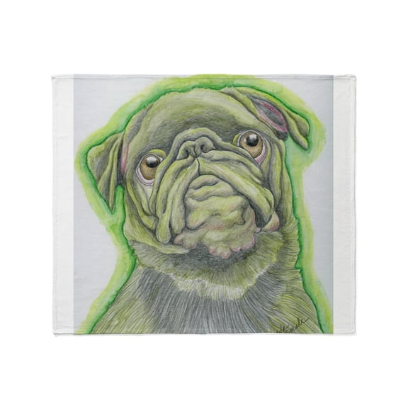 CafePress - Green Pug Drawing Throw Blanket - Soft Fleece Throw Blanket, 50"x60" for All Ages