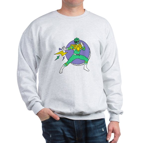 CafePress - Green Ranger Lightning B - Crew Neck Sweatshirt
