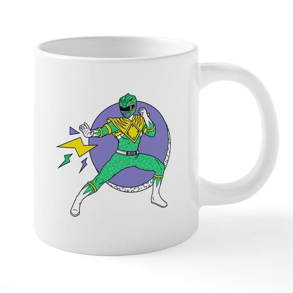 CafePress - Green Ranger Lightning Bolt - 20 Oz White Ceramic Mega Mug