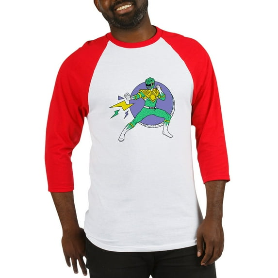 CafePress - Green Ranger Lightning Bolts - Cotton Baseball Jersey, 3/4 Raglan Sleeve Shirt