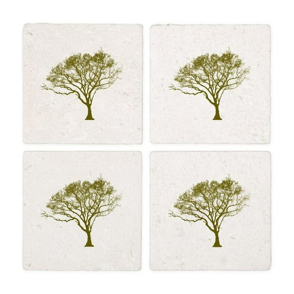 CafePress - Green Tree - Tile Coaster, Drink Coaster Set of 4