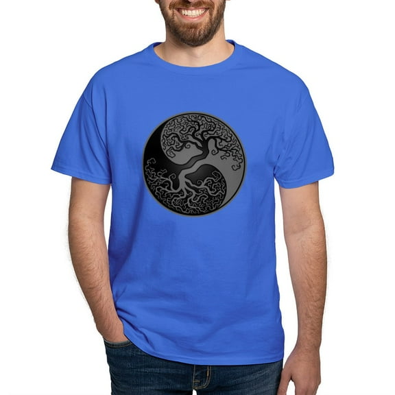CafePress - Grey And Black Yin Yang Tree T Shirt - Men's Classic Graphic Cotton T-Shirt