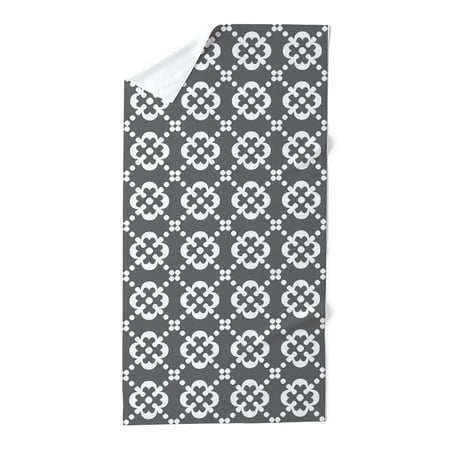 CafePress - Grey And White Quatrefoil Trellis Dots - Large Beach Towel, Soft 30"x60" Towel with Unique Design